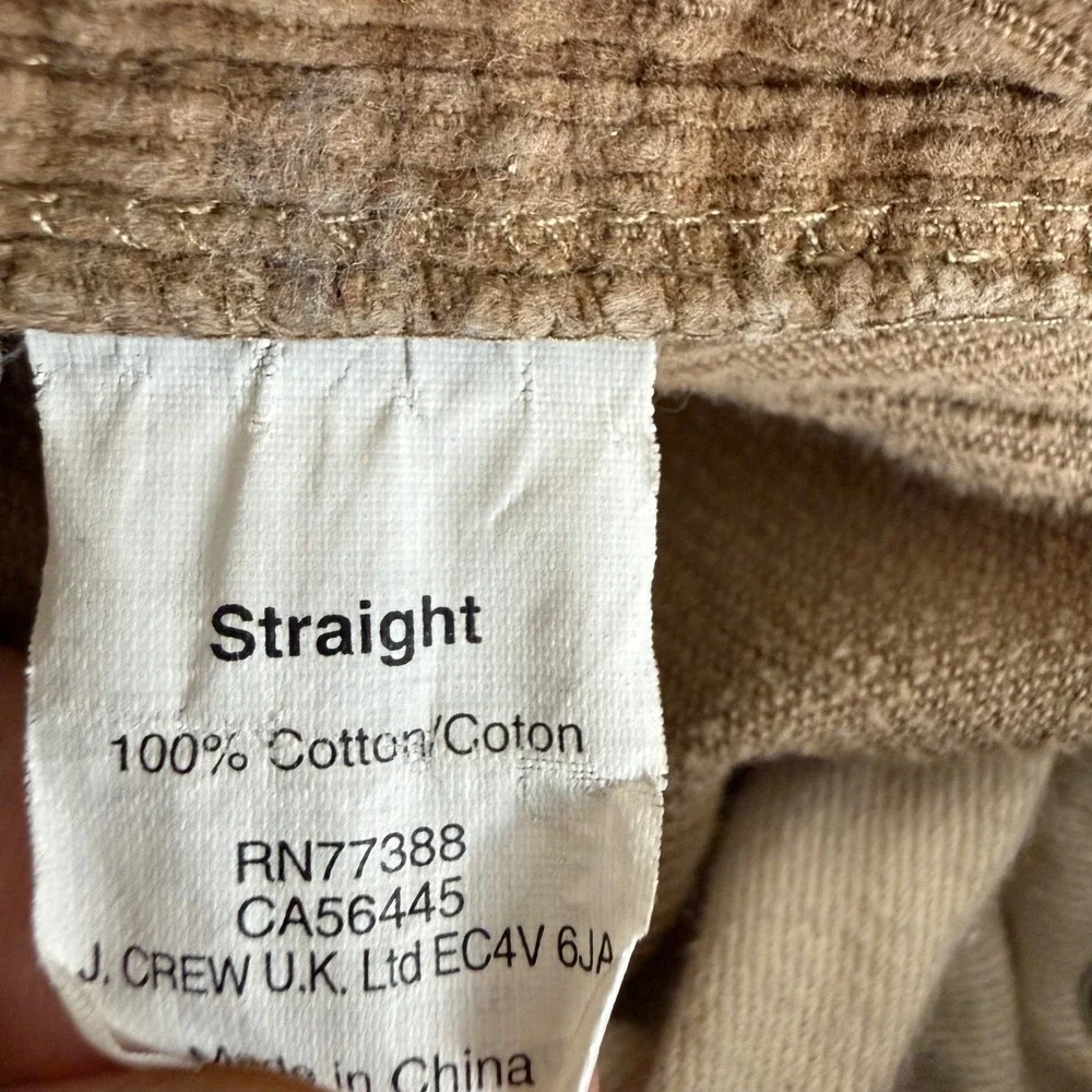J Crew Corduroy Pants Mens 29x32 (30x32) Tan Straight Fit Casual Office Everyday